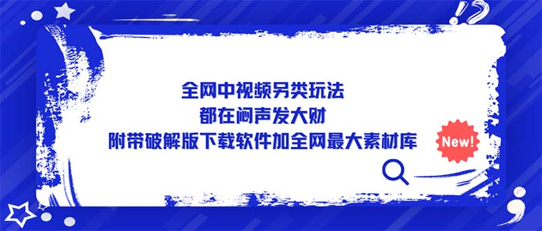 （5242期）全网中视频另类玩法，都在闷声发大财，附带破解版下载软件加全网最大素材库